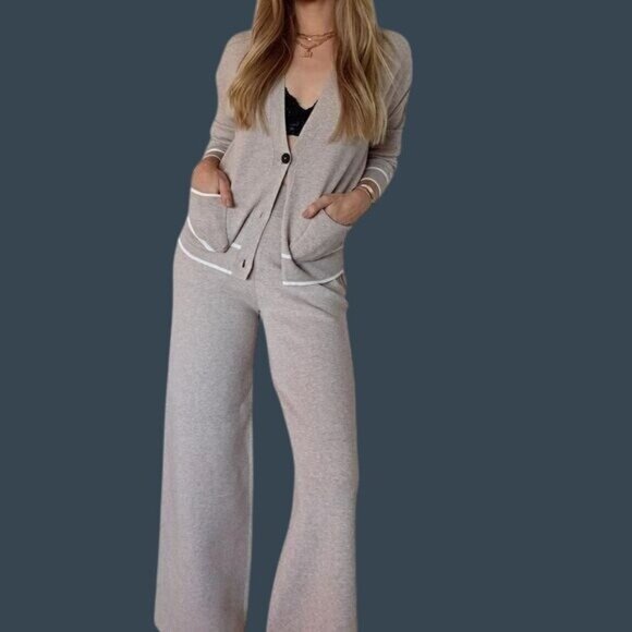 Soia & Kyo High-Waist Wide-Leg Lounge Pants Size Med Dusty Pink Pull-up - Picture 1 of 6